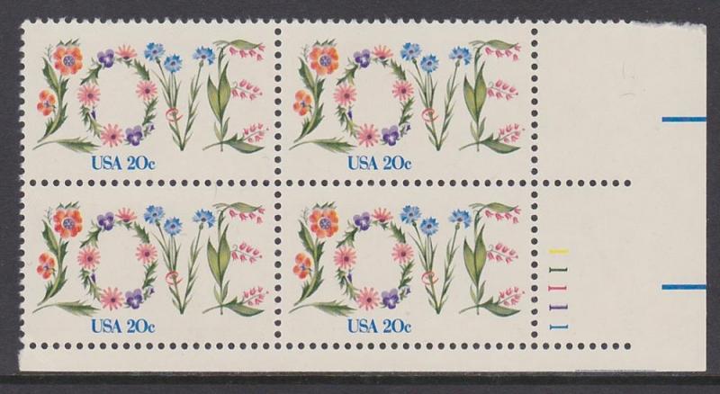 US 1951 Love Plate Block MNH 