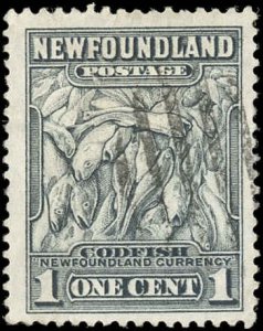 Newfoundland Scott 184 VF Used 1932 1¢ Codfish-Creases