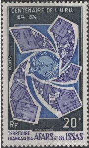 Afars & Issas 374 (mnh) 20fr UPU, letters (1974)