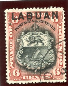 Labuan 1894 QV 6c brown-lake very fine used. SG 67. Sc 53.