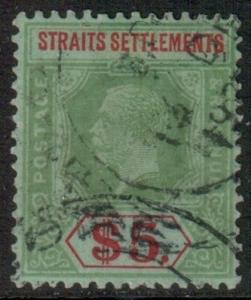 Straits Setts Scott 201 - SG240a, 1921 Script CA $5 used