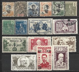 COLLECTION LOT 21718 INDOCHINA 16 AC STAMPS 1892+ CV+$17