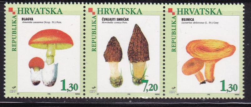 Croatia 1998 Mushrooms Strip of 3    VF/NH