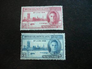 Stamps - Solomon Islands - Scott# 80, 81 - Mint Hinged Set of 2 Stamps