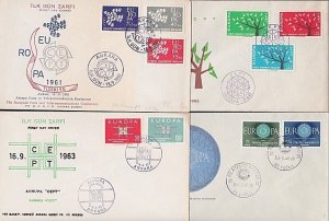 TURKEY 1960-63 4 different EUROPA set on FDCs..............................B1063