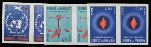 Paraguay #C269-271, 1960 Human Rights Year, set of three in imperf. pairs, ne...