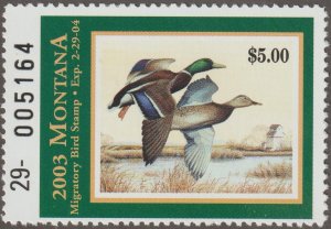 Scott# 51 2003 Montana Waterfowl Stamp VF MNH - Last year of issue