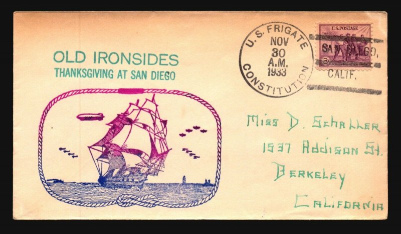 USS Constitution Voyage Cover / San Diego 11/30/33 - L1986