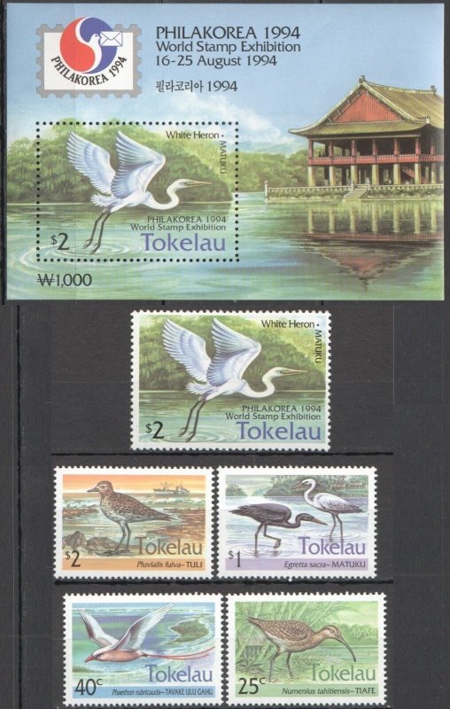 Ft149 1993-1994 Tokelau Fauna Birds #196-200+Bl3 Michel 23 Euro Mnh