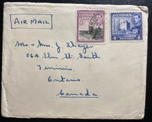 1930s Nicosia Cyprus RAF Post Office Airmail Cover To Ontario Canada