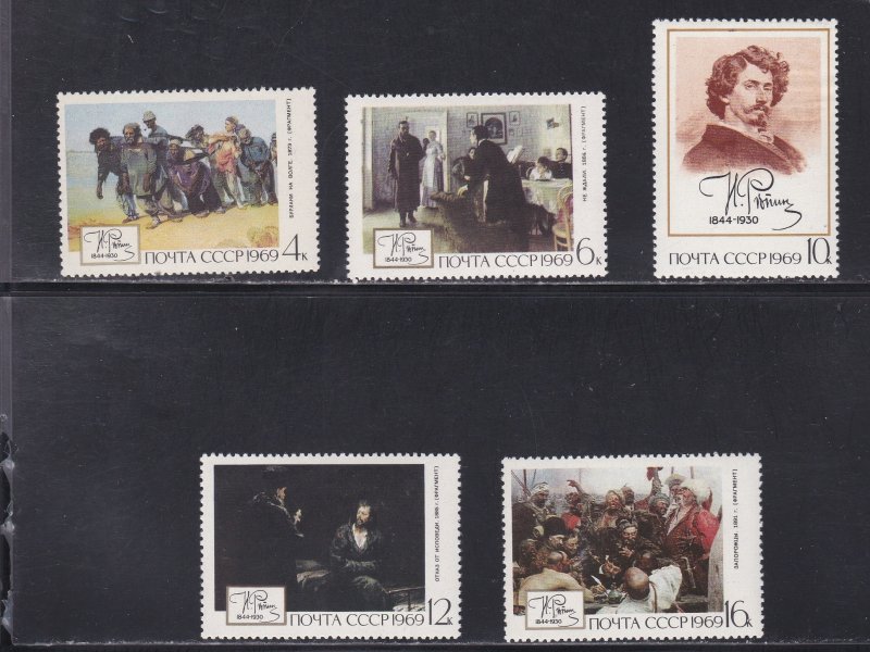 Russia # 3624-3628, Paintings by Repin, Mint LH