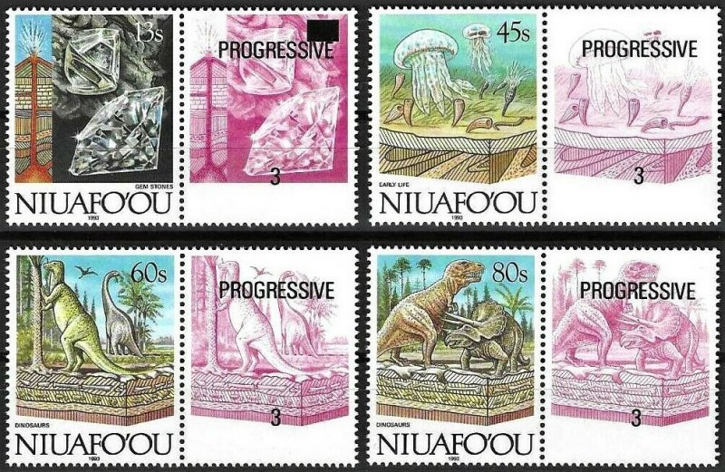 1993 Niuafo´ou Island Beautiful Minerals, Dinosaur, complete set VF/MNH! LOOK!