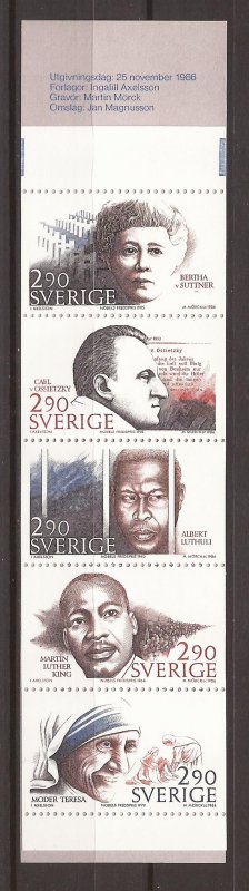 1986 Sweden -Sc 1622a - MNH VF - complete booklet - Nobel Winners