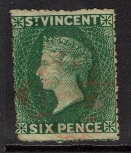 ST.VINCENT SG19b 1875 6d DEEP BLUE-GREEN USED 