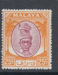 WS-C211 MALAYA - Perak, 1950 25C. Purple & Orange SG 141 MNH