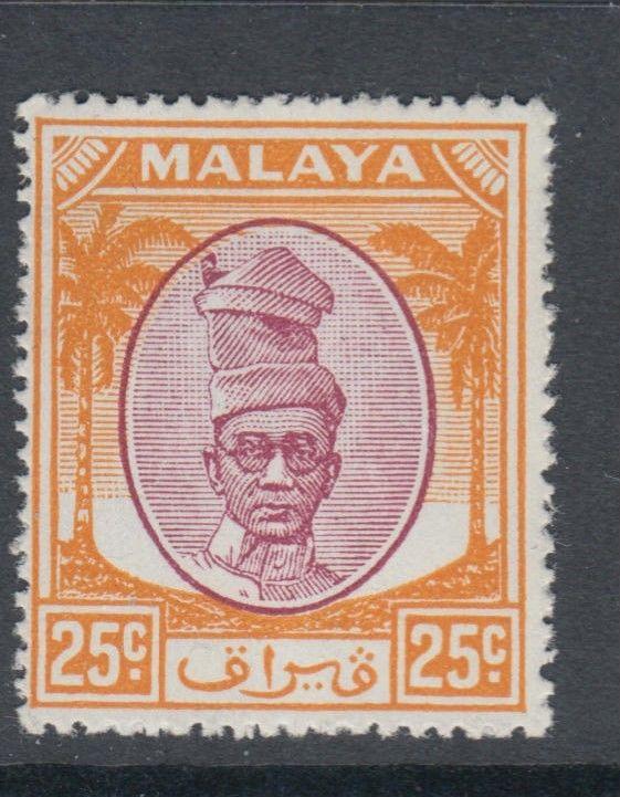 WS-C211 MALAYA - Perak, 1950 25C. Purple & Orange SG 141 MNH