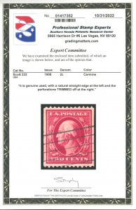 U.S. #332 USED WITH PSE CERT