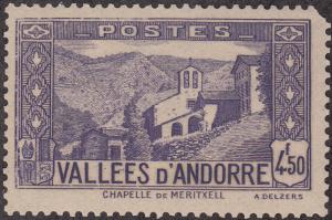 Andorra - French #60C Chapel of Meritxell MNH