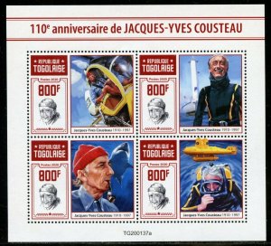 TOGO 2020 110th ANNIVERSARY OF JACQUES COUSTEAU SHEET MINT NEVER HINGED