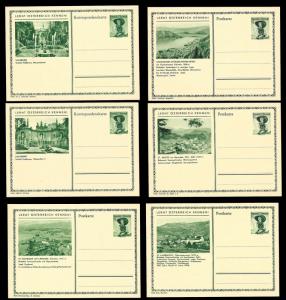 AUSTRIA (62) Scenery View Green 1 Shilling Postal Cards c1950s ALL MINT UNUSED