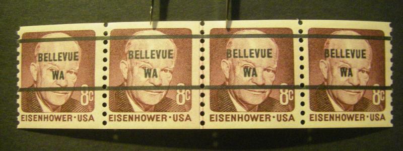 Scott 1402b, 8c IKE, MNH LINE PAIR strip of 4, BELLEVUE WA