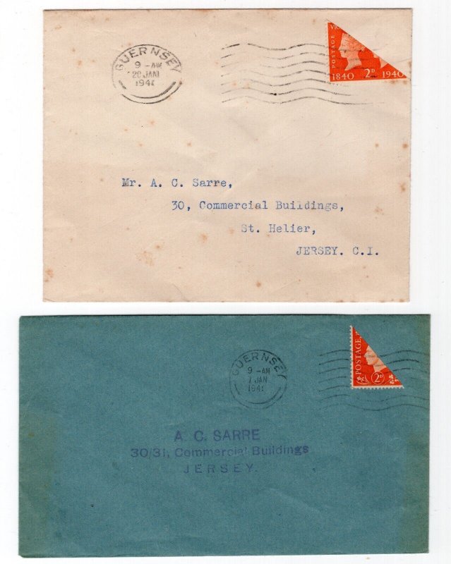 GERMANY OCCUPATION WW2 CHANNEL ISLANDS GUERNSEY I-II BISECTS ON COVERS