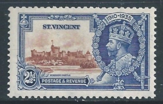 St. Vincent #136 NH 2 1/2p 1935 Silver Jubilee