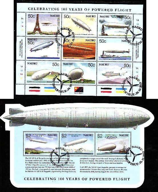 Nauru-Sc#518-19- id8- two used sheets-Planes-Powered Flight-2003-