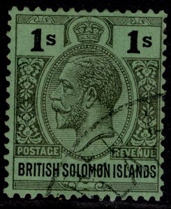 BRITISH SOLOMON ISLANDS GV SG48, 1s black/emerald, FINE USED. Cat £15.