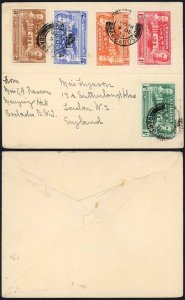 Barbados 1939 Tercentenary of Assembly set used on cover