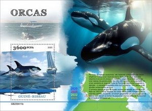 GUINEA BISSAU - 2023 - Orcas - Perf Souv Sheet - Mint Never Hinged