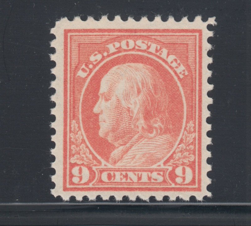 US Sc 509 MLH. 1917 9c salmon Franklin flat plate printing, F-VF 