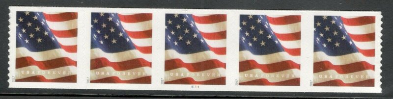 5158 US Flag PNC B1111 Strip Of 5 (BCA) Mint/nh (Free Shipping)