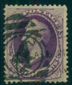 US #218 90¢ purple, used w/duplex cancel, F/VF, Scott $225.00