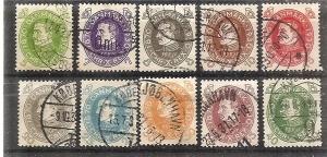 Denmark 210-219 Used 1930 King Christian Definitives CV $...