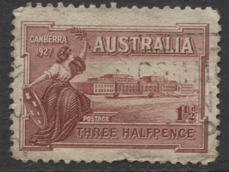 Australia - Scott 94 - Opening Parliament House -1927 - Used -1.1/2p Stamp