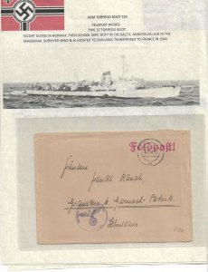 WW2: German Naval Feldpost M-47063 KDM Torpedo Boat T-20 2/6/43 (54673)