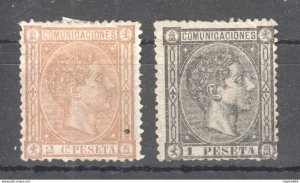 Sp150 1875 Spain Kingdom Alphonse Xii Michel #146,153 220 Euro 2St Mlh