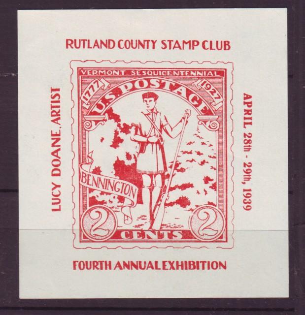 J18664 JLstamps 1939 mh 4th annual exhibition rutland county stamp club vermont