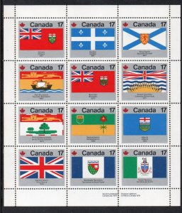 Canada Sc 832a 1979 Provincial Flags stamp sheet mint NH