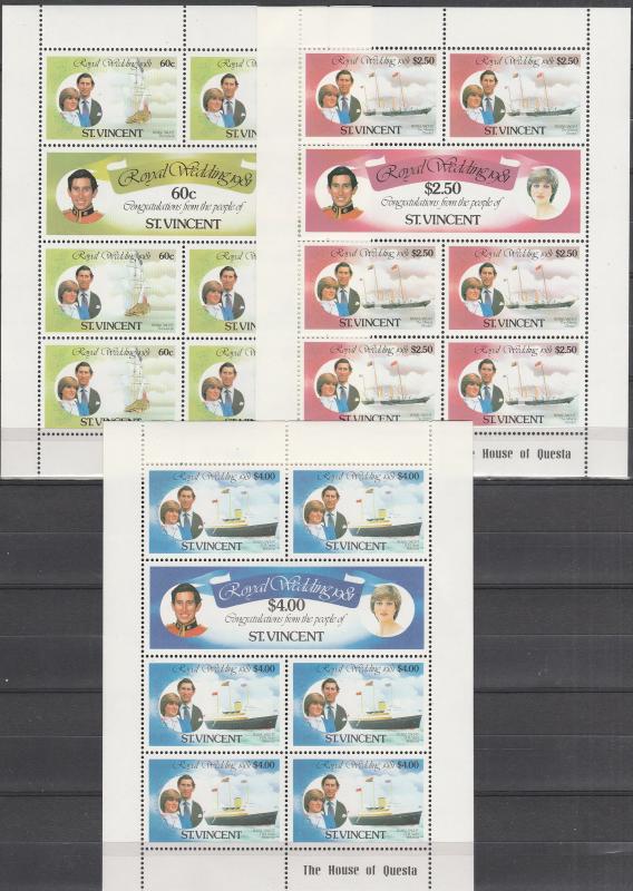 St Vincent #627-32 Sheets Of 7  MNH CV $15.00 (A14792L)