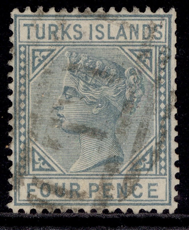 TURKS & CAICOS ISLANDS QV SG57, 4d grey, FINE USED. 