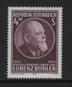 Austria  #1300  MNH  1985  surgeon Dr Bohler