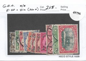 German East Africa: Sc #11-20 (Used and MH) & 21a (MH) (49796)