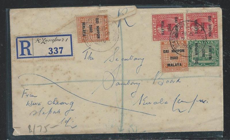 MALAYA JAPANESE OCCUPATION (P2409B) REG FROM KL NS 2C DNX2+PERAK 8CX2+SELANGOR 3