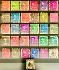 US #803-833 MINT OG NH Presidential series short set