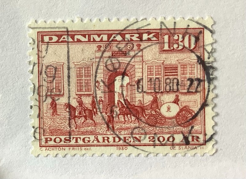 Denmark  1980 Scott 662 used - 1.30kr, Royal Mail Guards' Office,  200th...