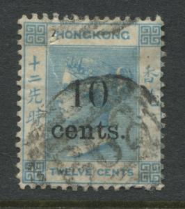 Hong Kong QV 1879 10 cents on 12 cents used