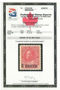 #139 2c on 3c Carmine Canada Grade: XF 90 OG MPH w/PSE cert.  (JH 6/26/21)