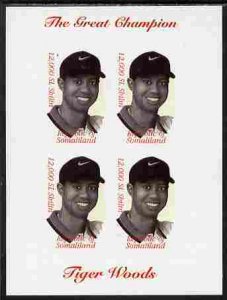 SOMALILAND - 2000 - Millenium, Tiger Woods - Imperf 4v Sheet-M N H-Private Issue